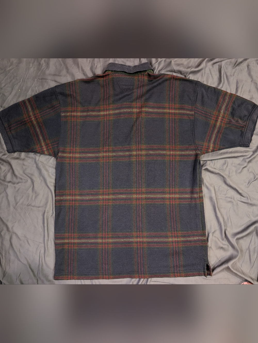 Vintage 90's Tommy Hilfiger Men's Navy Plaid Polo Shirt Size M - Picture 8 of 13